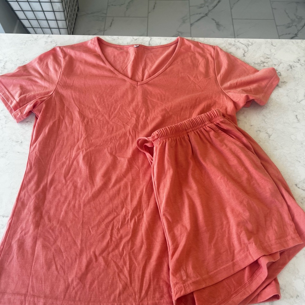 Aloodor Coral pajama lounge set